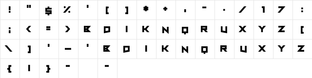 Close and Open Regular  glyph index