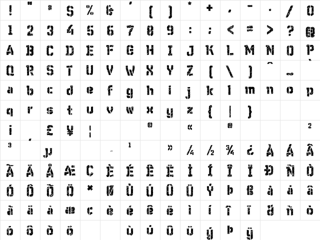 WC Wunderbach Rough Bta DemiBold  glyph index