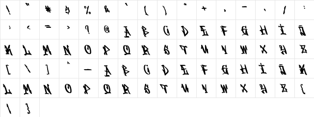 Graffitasi Regular  glyph index