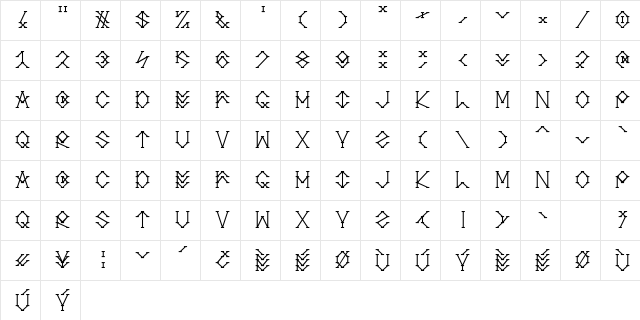 Pulstar Regular  glyph index