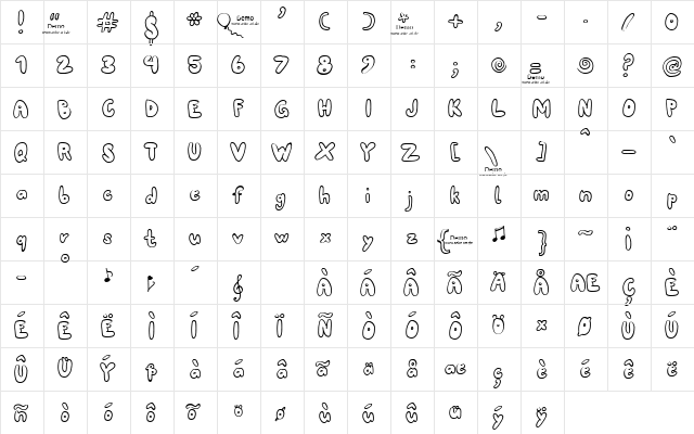 80er Teenie Demo Regular  glyph index