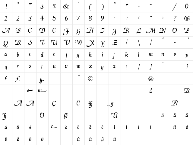 Life Sentence 5 Regular  glyph index