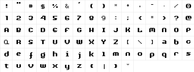 AuX DotBitC Xtra Bold Regular  glyph index