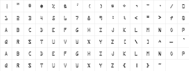 Kredit Regular  glyph index