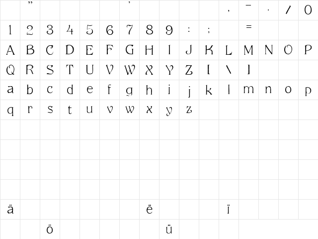 Floreal Haas Normal  glyph index