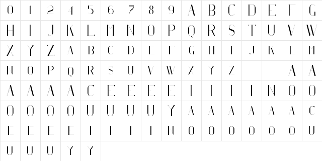 CC Afterglow Regular  glyph index