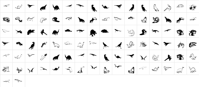 DinosFragments Regular  glyph index
