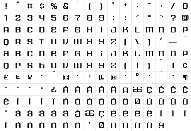 HOUSE3009 Spaceage-Bold-Alpha  glyph index