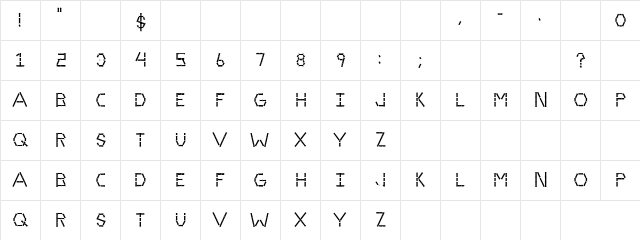 Kunstuction Regular  glyph index