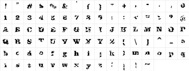 I Shot The Sheriff Regular  glyph index