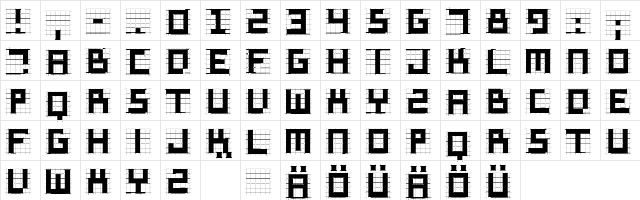 SketchiquaD Regular  glyph index