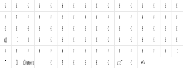 SardinesCanned Regular  glyph index