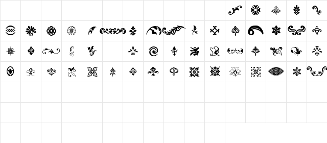 BeautifulOrnamentsThree Regular  glyph index