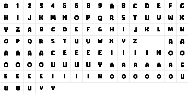 GUMDROP Regular  glyph index