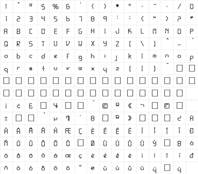 FZ DIGITAL 10 SPIKED Normal  glyph index