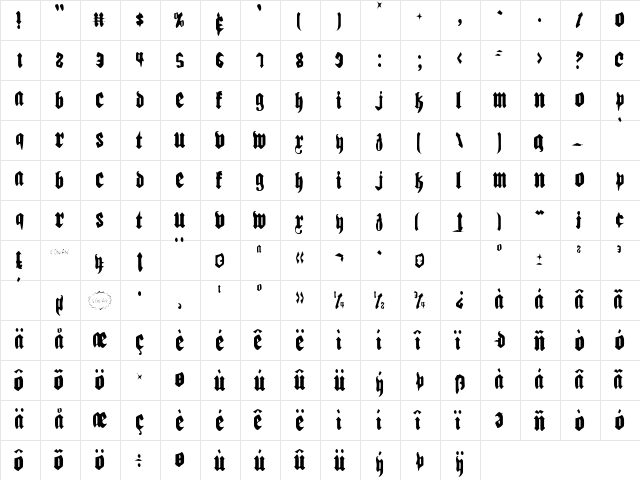 Bierg䲴en Light Condensed Light Condensed  glyph index