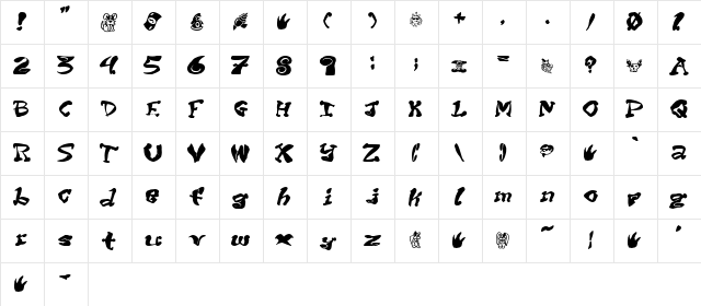 Purple Tentacle PD Regular  glyph index