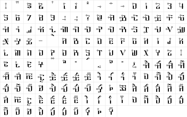 CircuitBoredNF Regular  glyph index