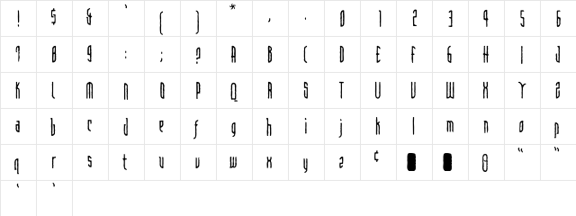 DeccoModern-OrganicA Regular  glyph index