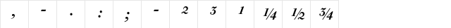Bodoni Old Face BE Medium Italic Exp  glyph index