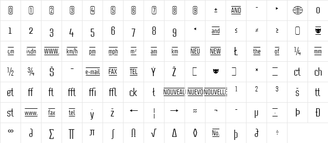 CaseStudyNoOne LT Regular  glyph index