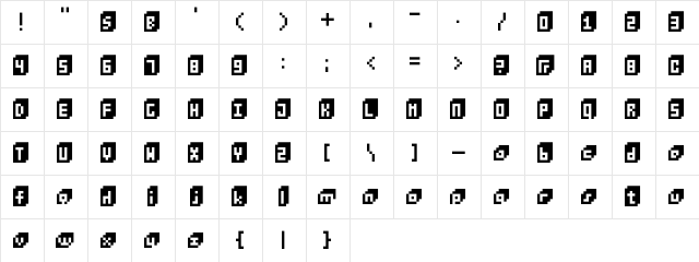 BitCube Regular  glyph index