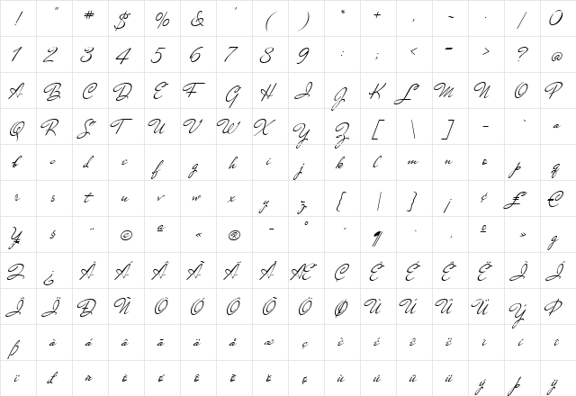 Mr DeHaviland Regular  glyph index