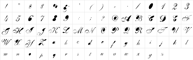 BreastBomb Regular  glyph index