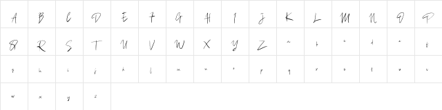 BandaraSignature Regular  glyph index