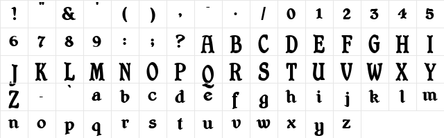 ShrewsburyTitling Bold  glyph index