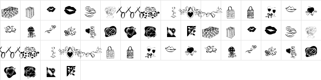 KR Be Mine Forever Regular  glyph index