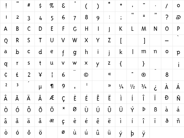Triplex Light  glyph index