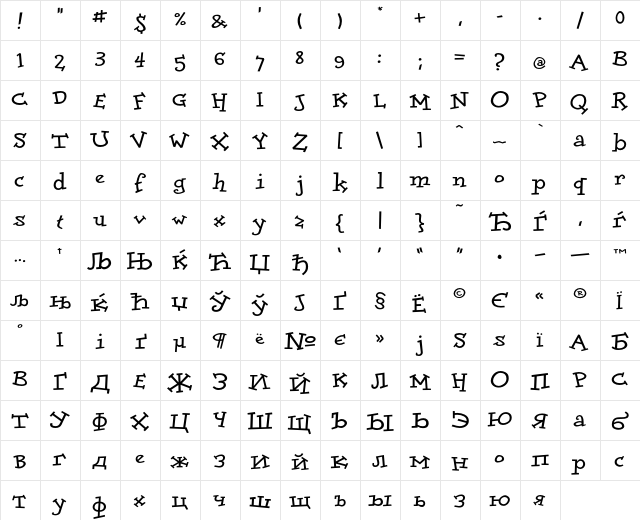 DoloresCyr Bold  glyph index
