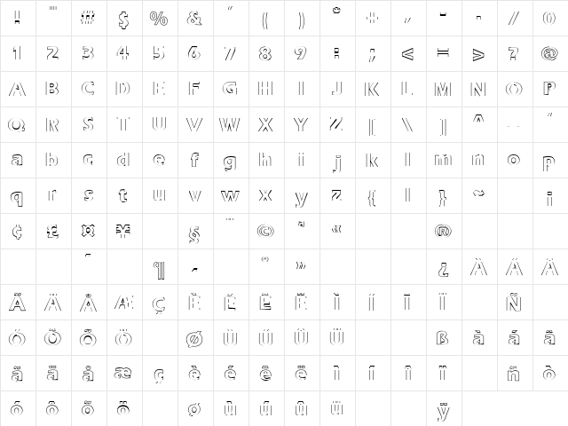 Yard Sale 1 Regular  glyph index