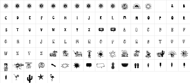 SUMMER DEMO Regular  glyph index