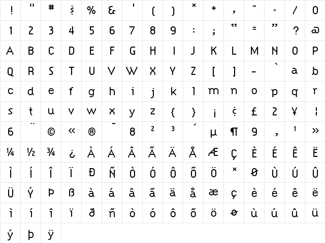 CitizenLight Regular  glyph index