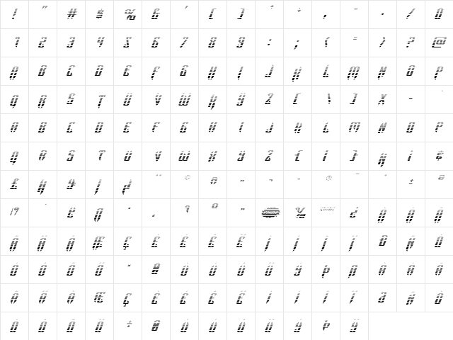 The Immortal Gradient Italic Italic  glyph index