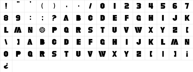 SF Fortune Wheel Regular  glyph index