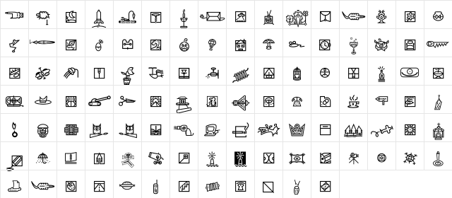 DfBeoramaITC Regular  glyph index