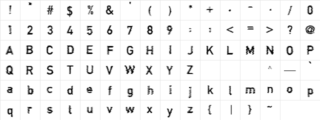 Jigzaw Regular  glyph index