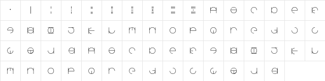 Aroundabout Regular  glyph index