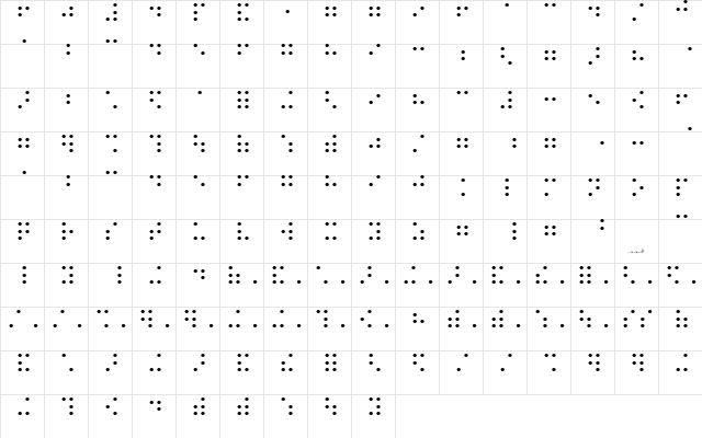 MC braille Regular  glyph index