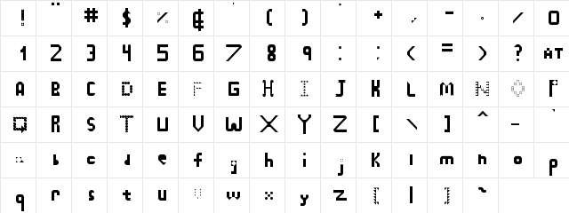 zooscript1 Regular  glyph index