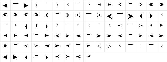 CreativeArrows LT Regular  glyph index
