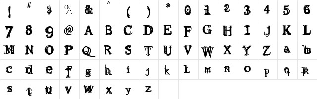Resurrection hydro.seven.four Regular  glyph index