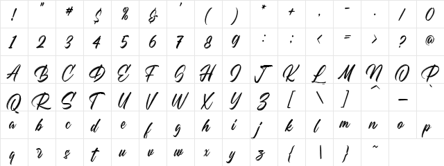 Balgeris Regular  glyph index