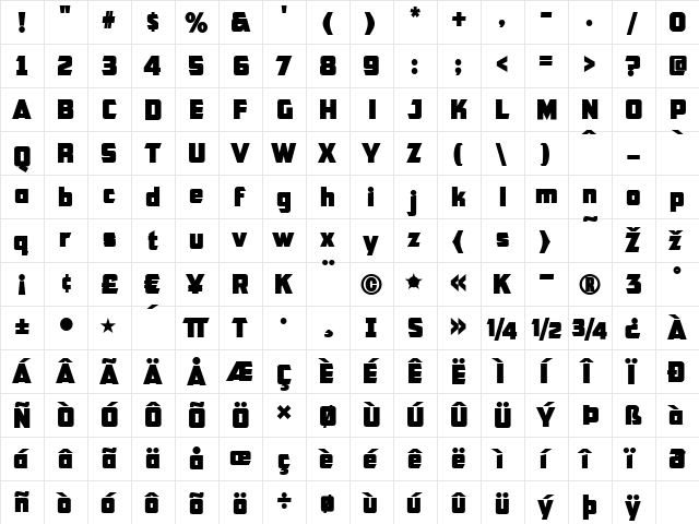 CFB1 American Patriot SPANGLE 2 Regular  glyph index