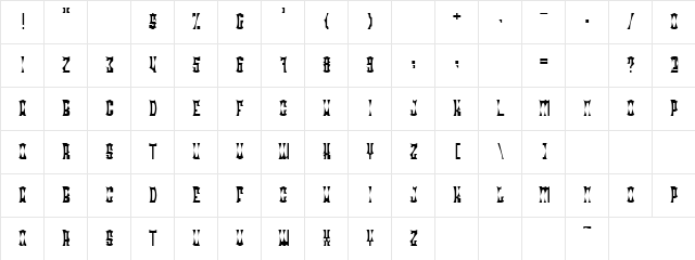 Normally crazy Regular  glyph index