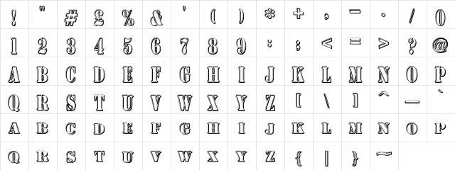 AustralianFlyingCorpsStencilT Regular  glyph index