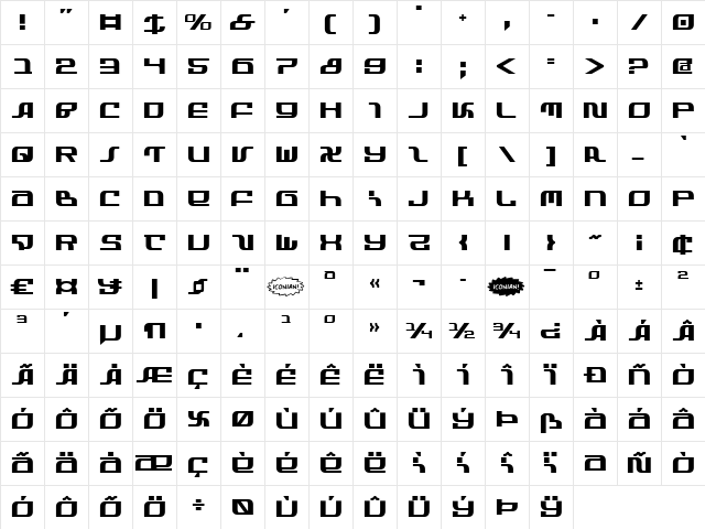 Infinity Formula Regular  glyph index